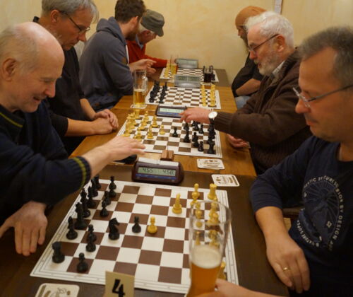 Vorn Peter Wünsche und Uwe Sabrowski, dahinter Andreas Volkmer und Joachim Stock