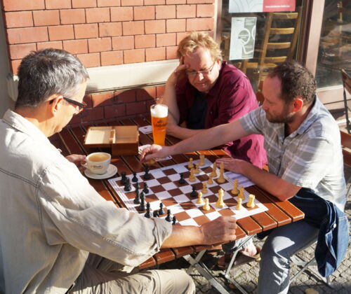 Thilo zeigt seine Partie Wolfgang und Stefan