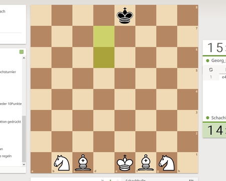 Blindschach zu Beginn der 1. Runde. Ich dachte erst Georg hätte die Spielart "Racing Kings" eingestellt.